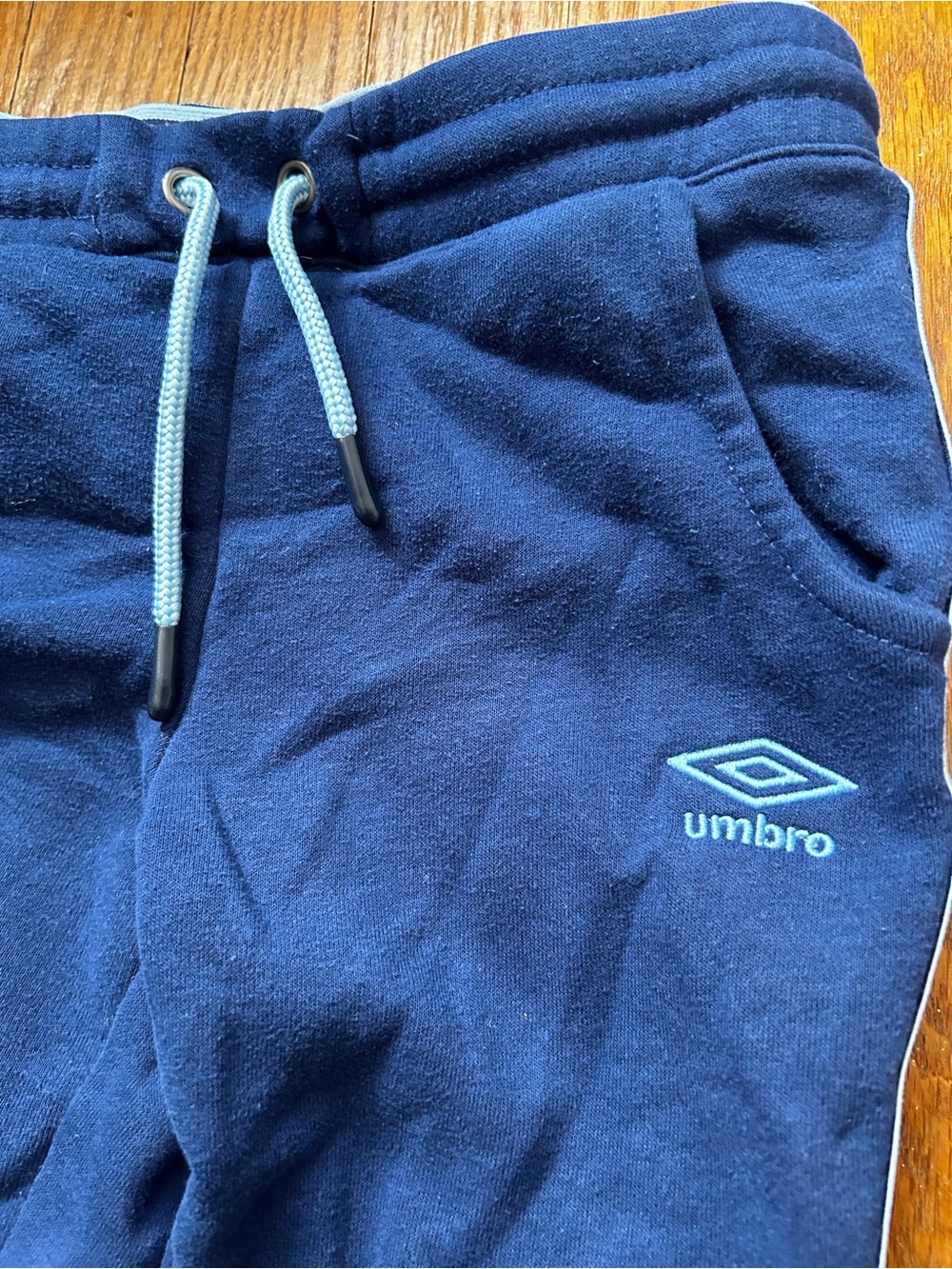 Umbro Kids Navy Jogger Sweatpants with Light Blue Drawstring